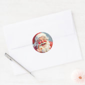 Grappige Vintage Kerstman Kerstmis Ronde Sticker (Envelop)