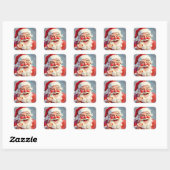 Grappige Vintage Kerstman Kerstmis Vierkante Sticker (Vel)