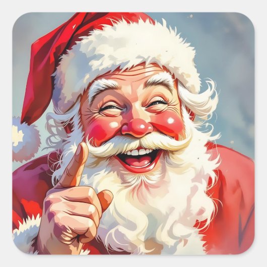 Grappige Vintage Kerstman Kerstmis Vierkante Sticker (Voorkant)