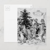 Grappige Vintage Kerstmis van Katten Feestdagenkaart (Voorkant / Achterkant)