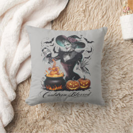 Grappige vintage ketel gezegende heks Halloween Kussen