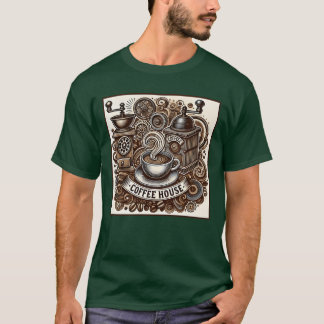 Grappige vintage koffiehuis sfeer t-shirt