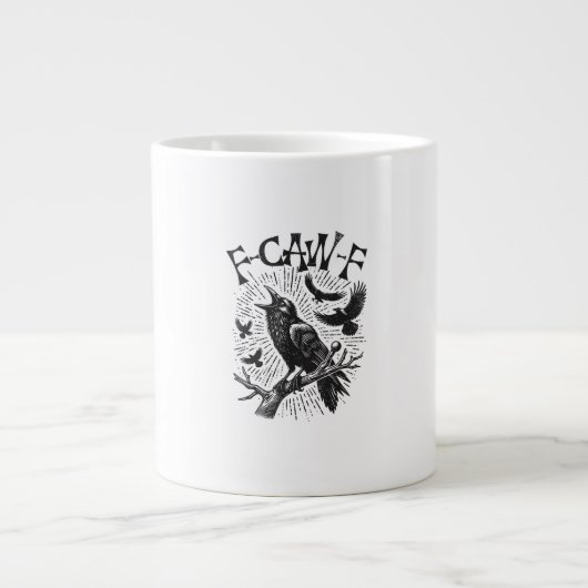 Grappige Vintage Kraai F-Caw-F Grote Koffiekop (Voorkant)