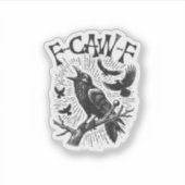Grappige Vintage Kraai F-Caw-F Sticker (Voorkant)