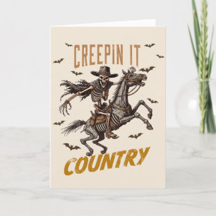 Grappige vintage kruipende country Halloween Feestdagen Kaart