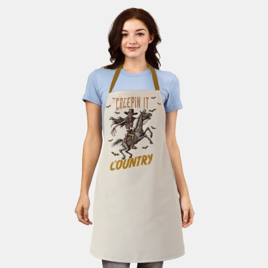 Grappige vintage kruipende country Halloween Schort (Gedragen)