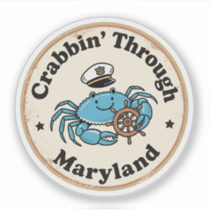 Grappige vintage Maryland Blue Crab Captain Hoed R Sticker