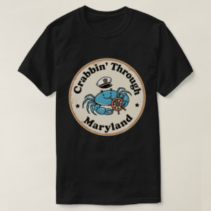 Grappige vintage Maryland Blue Crab Captain Hoed R T-shirt