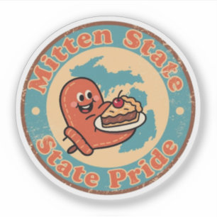 Grappige vintage Michigan handschoen kersenpastei  Sticker