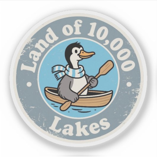 Grappige vintage Minnesota Loon vogel kano retro Sticker (Voorkant)