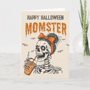 Grappige Vintage Moeder Monster Skelet Halloween Feestdagen Kaart