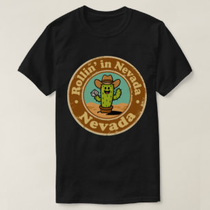 Grappige Vintage Nevada Cactus Cowboy Pet Dice Ret T-shirt