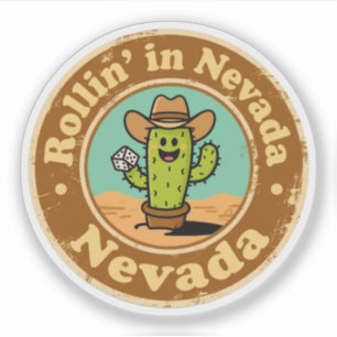 Grappige Vintage Nevada Cactus Cowboyhoed Dobbelst Sticker