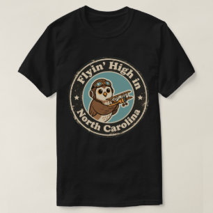 Grappige vintage Noord-Carolina uil piloot retro T-shirt