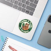 Grappige Vintage Oregon Beaver Flanel Evergreen Sticker (Laptop met iPhone)