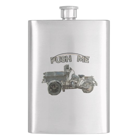 Grappige Vintage Push Me Motorfiets Flacon (Voorkant)