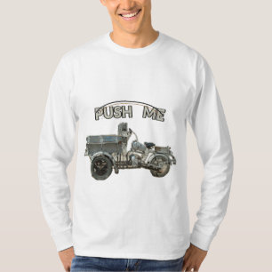 Grappige Vintage Push Me Motorfiets Lange Mouwen T-shirt