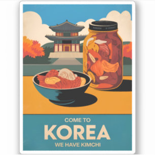 Grappige Vintage Reizen Korea Kimchi Humor Retro Sticker