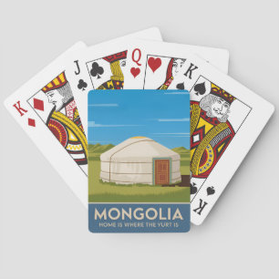 Grappige Vintage Reizen Mongolië Yurt Retro Style Pokerkaarten