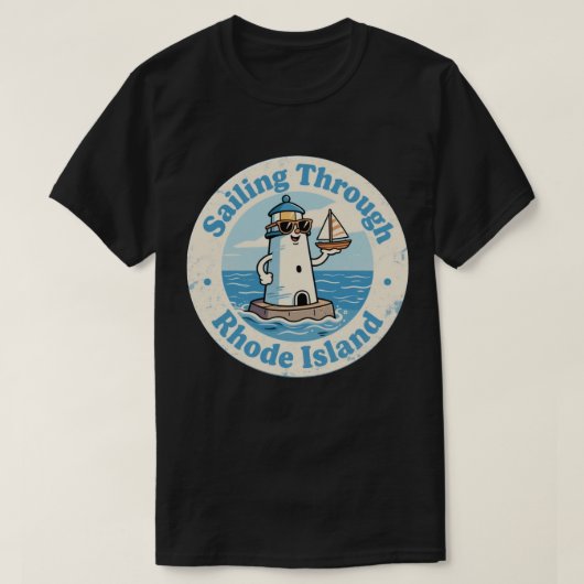 Grappige vintage Rhode Island-vuurtorenzeilboot  T-shirt (Design voorkant)