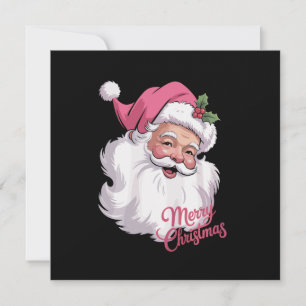 Grappige Vintage Roze Kerstman Roze Prettig Kerstm Feestdagenkaart