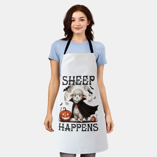 Grappige Vintage Schapen Halloween Schort (Gedragen)