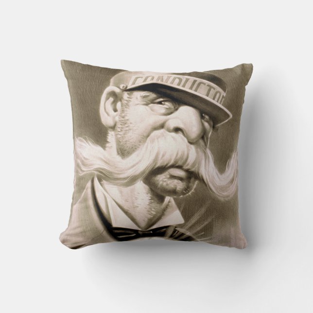 Grappige vintage-snor dirigent kussen (Voorkant)