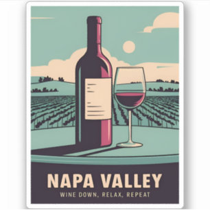 Grappige Vintage Travel Napa Valley Wine Humor Sticker
