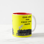 Grappige vintage trein tweekleurige koffiemok (Voorkant rechts)