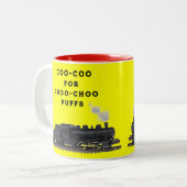 Grappige vintage trein tweekleurige koffiemok (Voorkant links)