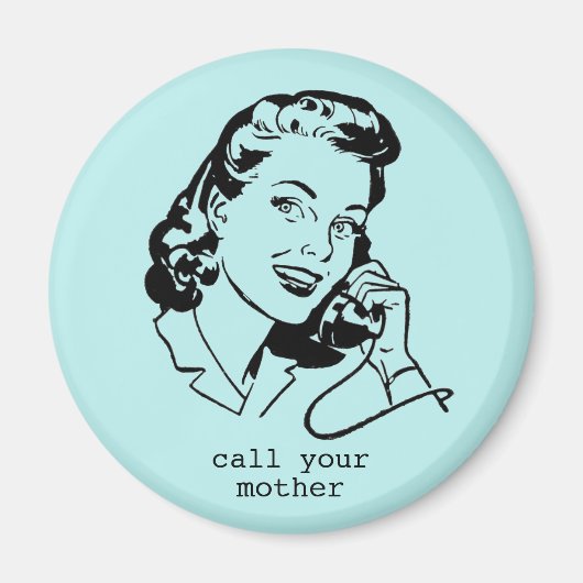 Grappige vintage turquoise blauwe retro moeder magneet (Voorkant)