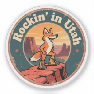 Grappige Vintage Utah Coyote Wandelschoenen Retro Sticker