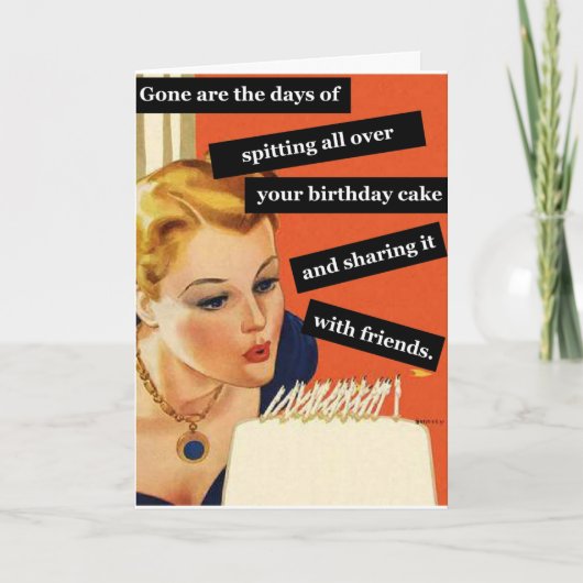 Grappige Vintage Verjaardagskaart met Uitgeblazen  Kaart (Voorkant)
