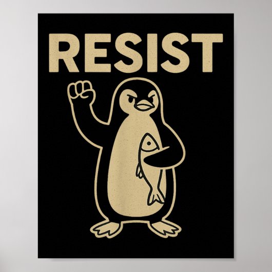 Grappige Vintage Weerstaan Penguin Activism Graphi Poster (Voorkant)