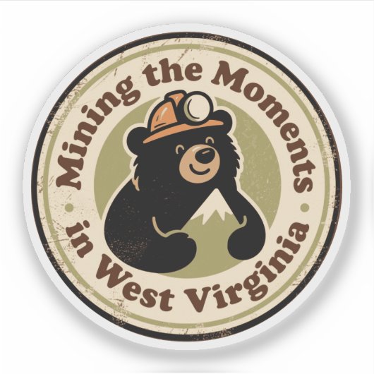 Grappige vintage West Virginia berenmijnwerkerhoed Sticker (Voorkant)