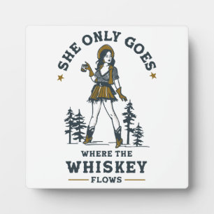 Grappige Vintage Western Cowgirl Whiskey Liefhebbe Fotoplaat