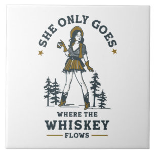 Grappige Vintage Western Cowgirl Whiskey Liefhebbe Tegeltje