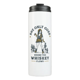 Grappige Vintage Western Cowgirl Whiskey Liefhebbe Thermosbeker