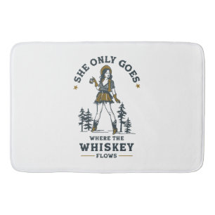 Grappige vintage western cowgirl whisky liefhebber badmat