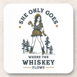 Grappige vintage western cowgirl whisky liefhebber bier onderzetter
