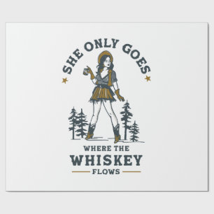 Grappige vintage western cowgirl whisky liefhebber cadeaupapier