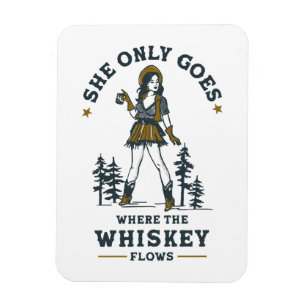 Grappige vintage western cowgirl whisky liefhebber magneet