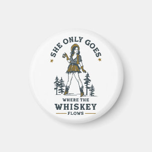 Grappige vintage western cowgirl whisky liefhebber magneet