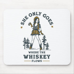 Grappige vintage western cowgirl whisky liefhebber muismat