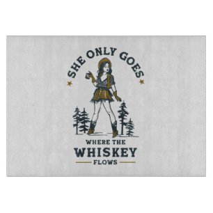 Grappige vintage western cowgirl whisky liefhebber snijplank