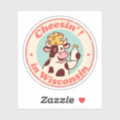 Grappige Vintage Wisconsin Koe Kaas Hoed Retro Sticker (Vel)