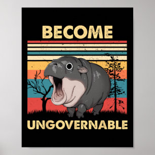 Grappige Vintage wordt onbestuurbare Moo Deng Ba Poster