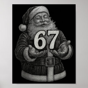 Grappige Vintage Zes Zeven 6 7 Meme Kerstman Kerst Poster