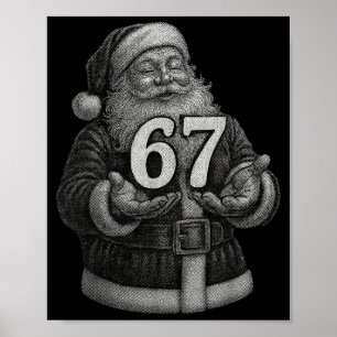 Grappige Vintage Zes Zeven 6 7 Meme Kerstman Kerst Poster