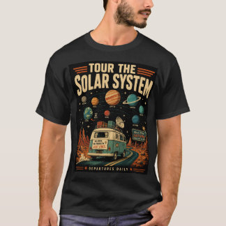 Grappige vintage zonnestelsel reisposter stijl kun t-shirt